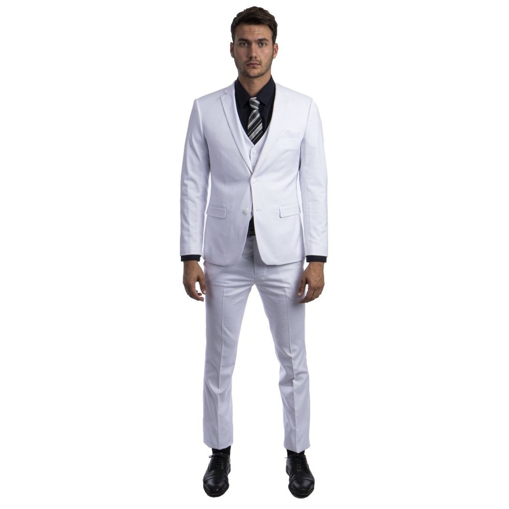 Men's Skinny-Fit 3pc White Suit by Sean Alexander